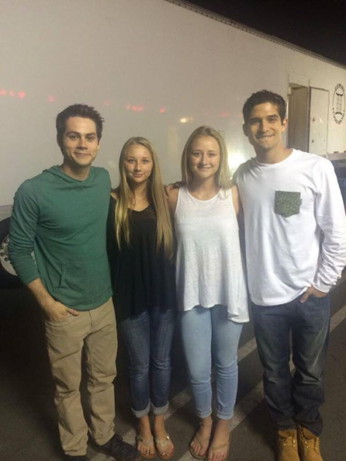 Teen Wolf Season 5 Behind the Scenes Dylan O'Brien Tyler Posey with fans Teen Wolf HQ undated