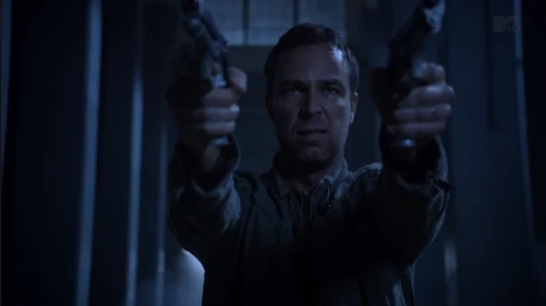 Teen Wolf Season 3 Episode 9 The Girl Who Knew Too Much JR Bourne Chris Argent tries to shoot The Darach