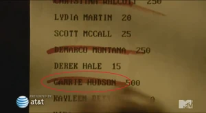 Le Nom de Carrie barré sur la liste.