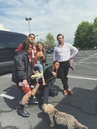Holland Roden (Lydia), Tyler Posey (Scott), Colton Haynes (Jackson), Ian Bohen (Peter) et Vince Mattis (Eli Hale)