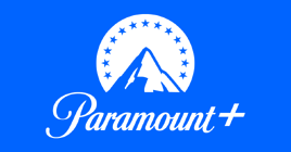 Paramount-plus logo on blue background