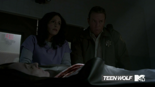 Teen Wolf Season 4 Episode 3 Muted Melissa and Sheriff morgue