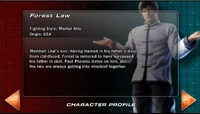 Forest's character profile in the Wii U version of TTT2.