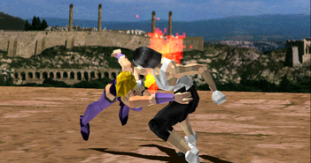 Jun using White Mountain on Nina in Tekken 2.