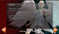 Angel's character profile in the Wii U version of TTT2.