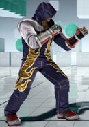 Jin con el traje exclusivo de Tekken 4 Classic para consola.