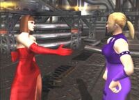 Anna offering a truce to Nina in her Tekken Tag Tournament ending.