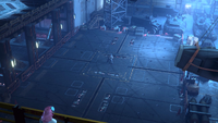 Alisa Bosconovitch watching Jin spar in the Rebel Hangar in Tekken 8's Story Mode.