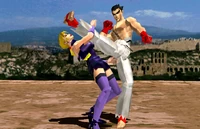 Kazuya using his Double Face Kick in Tekken 2.