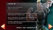 Perfil del personaje de JACK-6 en la versión Wii U de TTT2