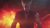 Heihachi smirks while walking after Kazuya