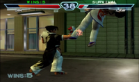 The win count is displayed on screen (bottom left) in Tekken 4