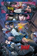 Xiaoyu luchando contra un grupo de soldados de la G-Corp.
