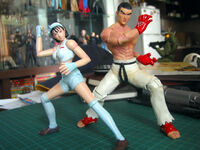 Rare Tekken Tag Tournament Epoch action figures of Jun and Kazuya.