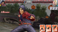 Jin charges the red lightning before dealing the last straight thrust to his opponent during his Rage Art.