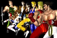 All 8 fighters in fighting stance.