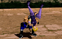 King performing the Pile Driver on Nina in Tekken 2.