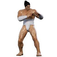 Kazuya in the DLC fundoshi customization item.