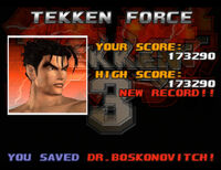 Win Screen in Tekken Force (Tekken 3) saying the player has saved Doctor Bosconovitch.