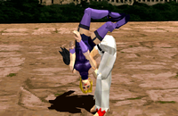 Kazuya using his Reverse Neck Throw in Tekken 2.