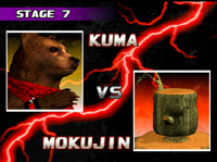 Kuma about to battle Mokujin.