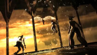 Jin becoming Devil Jin in Street Fighter X Tekken.