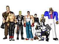 The original 8 fighters of Tekken in their P2 outfits.