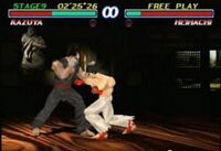 Heihachi vs. Kazuya in Pagoda Temple.