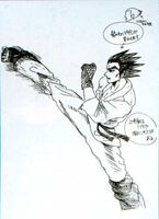 Kazuya early art concept in the original Tekken.