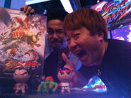 Harada y Ono en una conferencia sobre Street Fighter × Tekken.