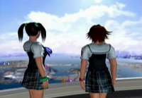 Xiaoyu and Miharu looking out at her amusement park