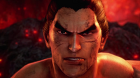 Close up of Kazuya as he stares at Heihachi.