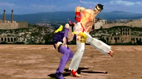Kazuya using his Double Face Kick in Tekken 2.