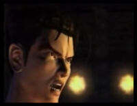 Jin realising Tekken Force are about to shoot him in his Tekken 3 ending.