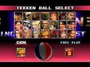 Selección de personaje en el modo Tekken Ball