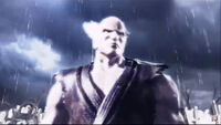 Heihachi emerging alive in TK5:DR Opening.