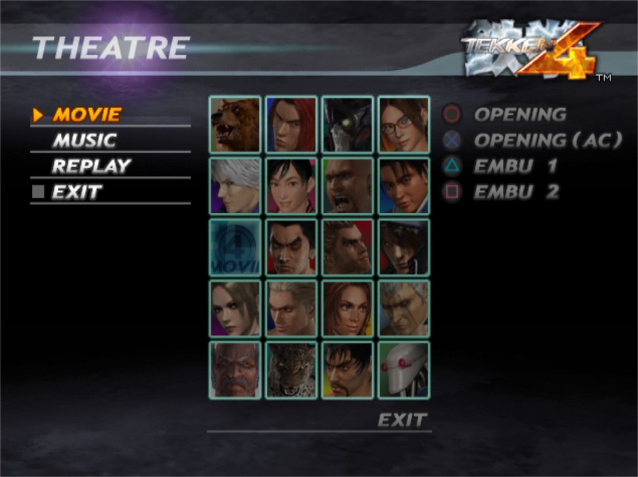tekken 4 character select screen