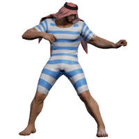 Shaheen in the vintage swimsuit DLC customization item.