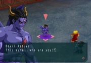 Devil Kazuya ressent l'aura provenant d'Akuma.