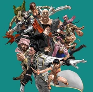 Artwork: Ling Xiaoyu, Claudio Serafino, Sergei Dragunov, Shaheen, Lucky Chloe, Kazuya Mishima, Feng Wei, King, Hwoarang, Heihachi Mishima, Katarina Alves, Lars Alexandersson, Bryan Fury i Kuma