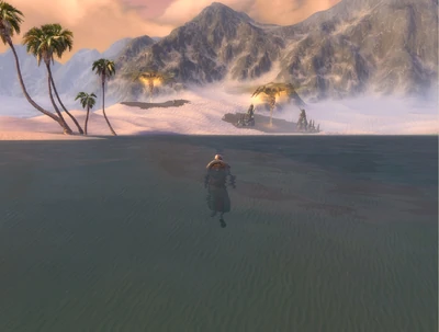 Looking into Shimmersand from Lake Solace.