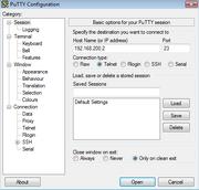 PuTTY configuration