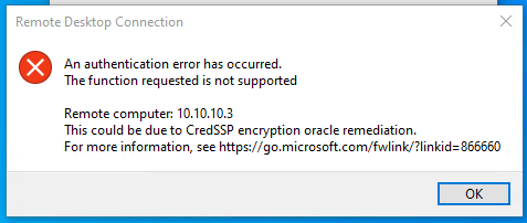 rdp internal error windows 10