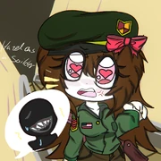 Hazel as a military soldier