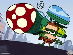 Eric Needles con una bazooka