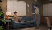 Eddy and Alyson speak inside the police station during Chapter 3.