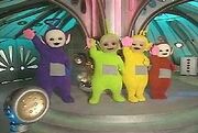 The Teletubbies with their Tubby Sponges.