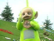 Dipsy with a piece of tubby toast. As seen in Feeding the Chickens]