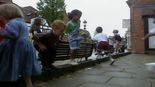 The children jumping.