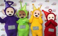 Tinky Winky, Dipsy, Laa-Laa and Po at the Teletubbies 20th Anniversary Party